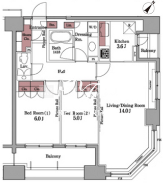 パークアクシス白金台 1206 間取り図