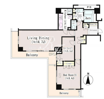 恵比寿ガーデンテラス弐番館 814 間取り図