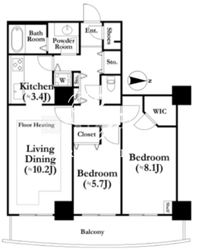 河田町ガーデン 1107 間取り図