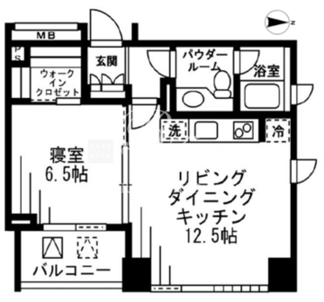 プライムアーバン四谷外苑東 1302 間取り図
