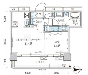 パークアクシス菊川ステーションゲート 609 間取り図
