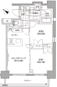 パークハビオ人形町 208 間取り図