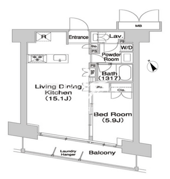 コンフォリア芝浦バウハウス 305 間取り図