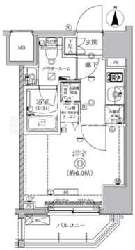 クオリタス南大井 408 間取り図