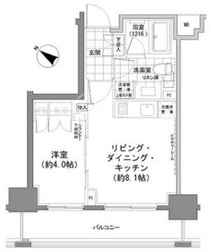 パークハビオ人形町 1005 間取り図