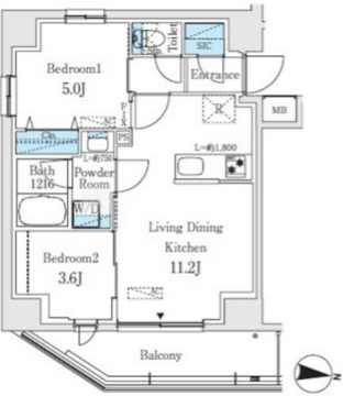 プライムブリス品川中延 801 間取り図
