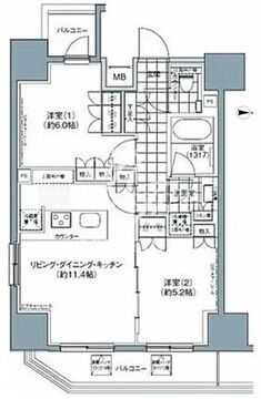 パークハビオ上野3丁目 1301 間取り図
