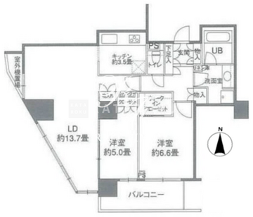 カスタリアタワー品川シーサイド 2302 間取り図