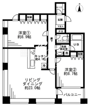 レジディアタワー麻布十番 1903 間取り図