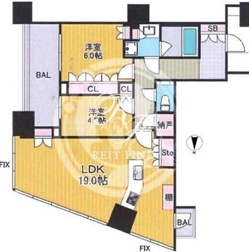 パークタワー勝どき 3013 間取り図