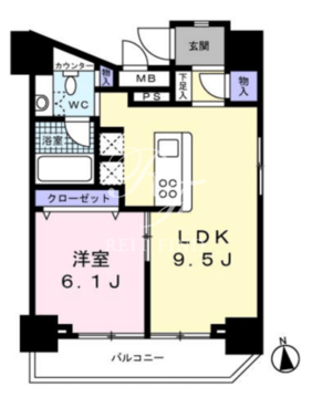 レジディア高輪桂坂 1201 間取り図