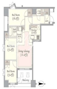 KDXレジデンス錦糸町 502 間取り図