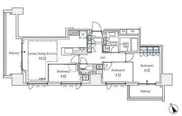パークタワー大森 1401 間取り図