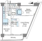 コンフォリア新宿イーストサイドタワー 2510 間取り図