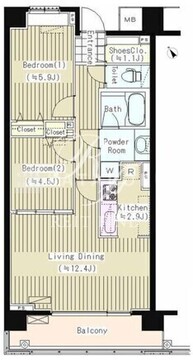 プライムアーバン東中野コート 611 間取り図
