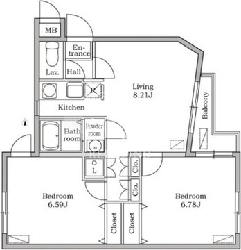 レジディア池上 B-402 間取り図