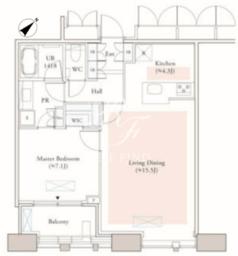 Dマークス西新宿タワー 2714 間取り図