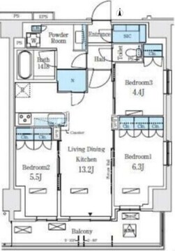 ロイヤルパークス赤羽ノース 1001 間取り図