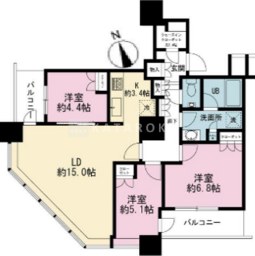 ザ・パークハウス西新宿タワー60 3709 間取り図