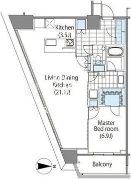 コンフォリア新宿イーストサイドタワー 2313 間取り図