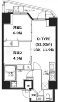エスレジデンス蔵前 1302 間取り図