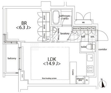 カスタリア麻布十番 505 間取り図