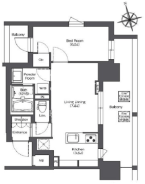 リーブルグラント西新宿 W-201 間取り図