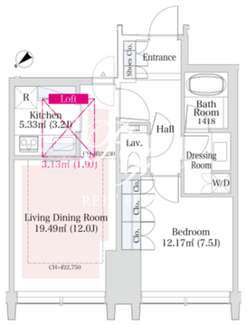 ラ・トゥール新宿グランド 2502 間取り図