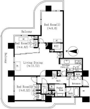 リバーポイントタワー 301 間取り図