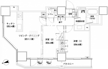 パークキューブ愛宕山タワー 1401 間取り図