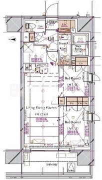 ブランシエスタ浅草蔵前 1301 間取り図