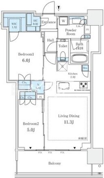 グランドシティタワー月島 2923 間取り図