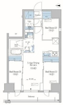 アーバネックス住吉 601 間取り図