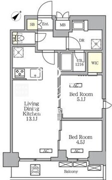 グランエール西日暮里サウス 1402 間取り図