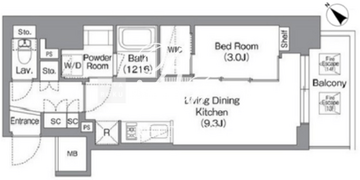 バウスフラッツ蔵前 904 間取り図