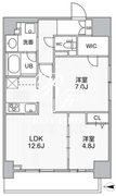 ザ・パームス熊野前 1402 間取り図