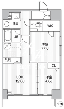 ザ・パームス熊野前 1402 間取り図
