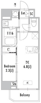 グランパセオ蒲田3 802 間取り図