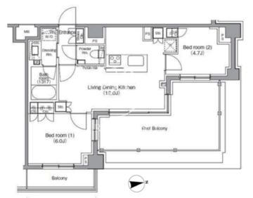ディームス麻布狸穴町 501 間取り図