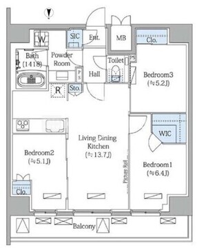 モディア文京目白台 802 間取り図