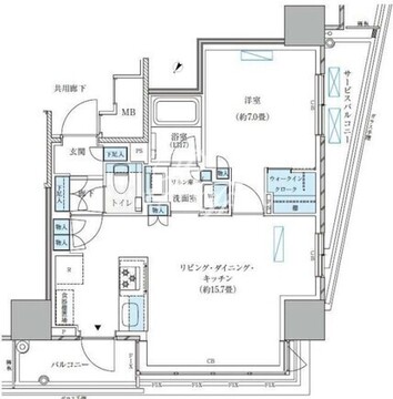 パークアクシス五反田スカイタワー 301 間取り図