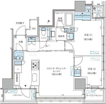 パークアクシス五反田スカイタワー 1101 間取り図
