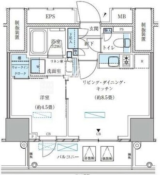 パークアクシス五反田スカイタワー 1102 間取り図