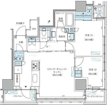 パークアクシス五反田スカイタワー 2001 間取り図