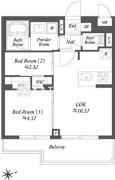ブランシエスタ用賀 413 間取り図