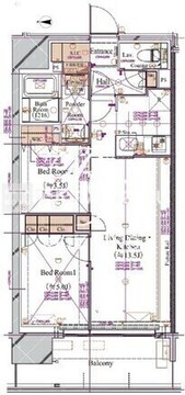 ブランシエスタ浅草蔵前 1103 間取り図