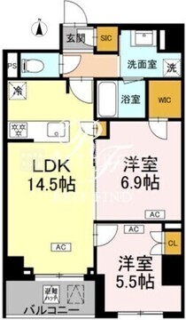 ロイジェント戸越銀座 412 間取り図