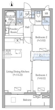 モクシオンプレミアム四谷大京町 201 間取り図