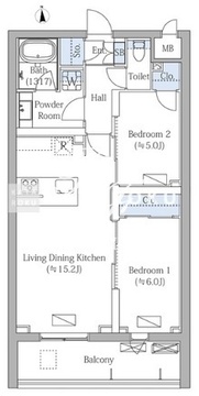 モクシオンプレミアム四谷大京町 303 間取り図