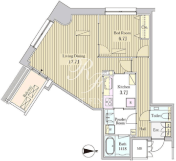 モメント汐留 1701 間取り図